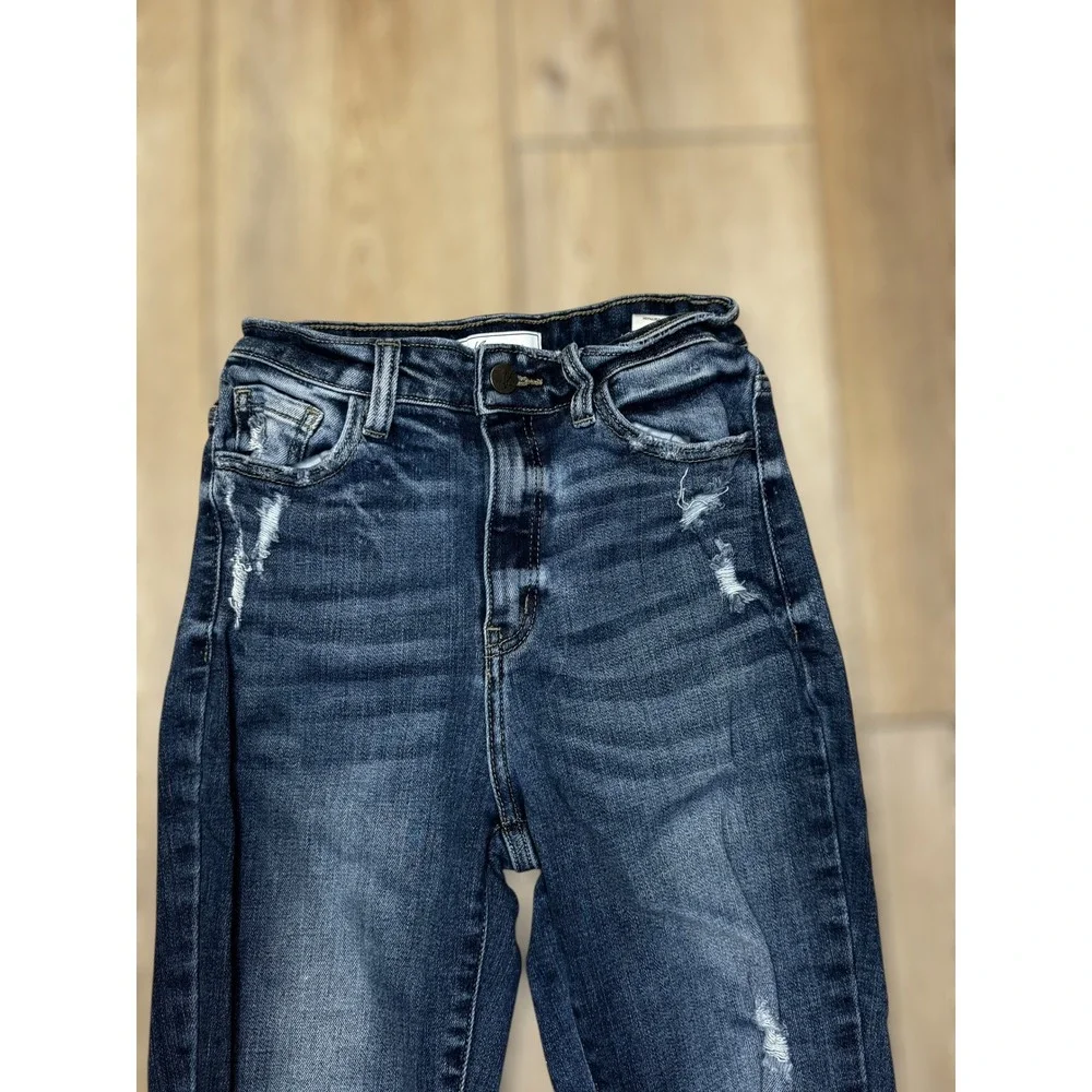 Kancan Signature Stylish Distressed‎ Womens Dark Wash Distressed Skinny Jeans 25